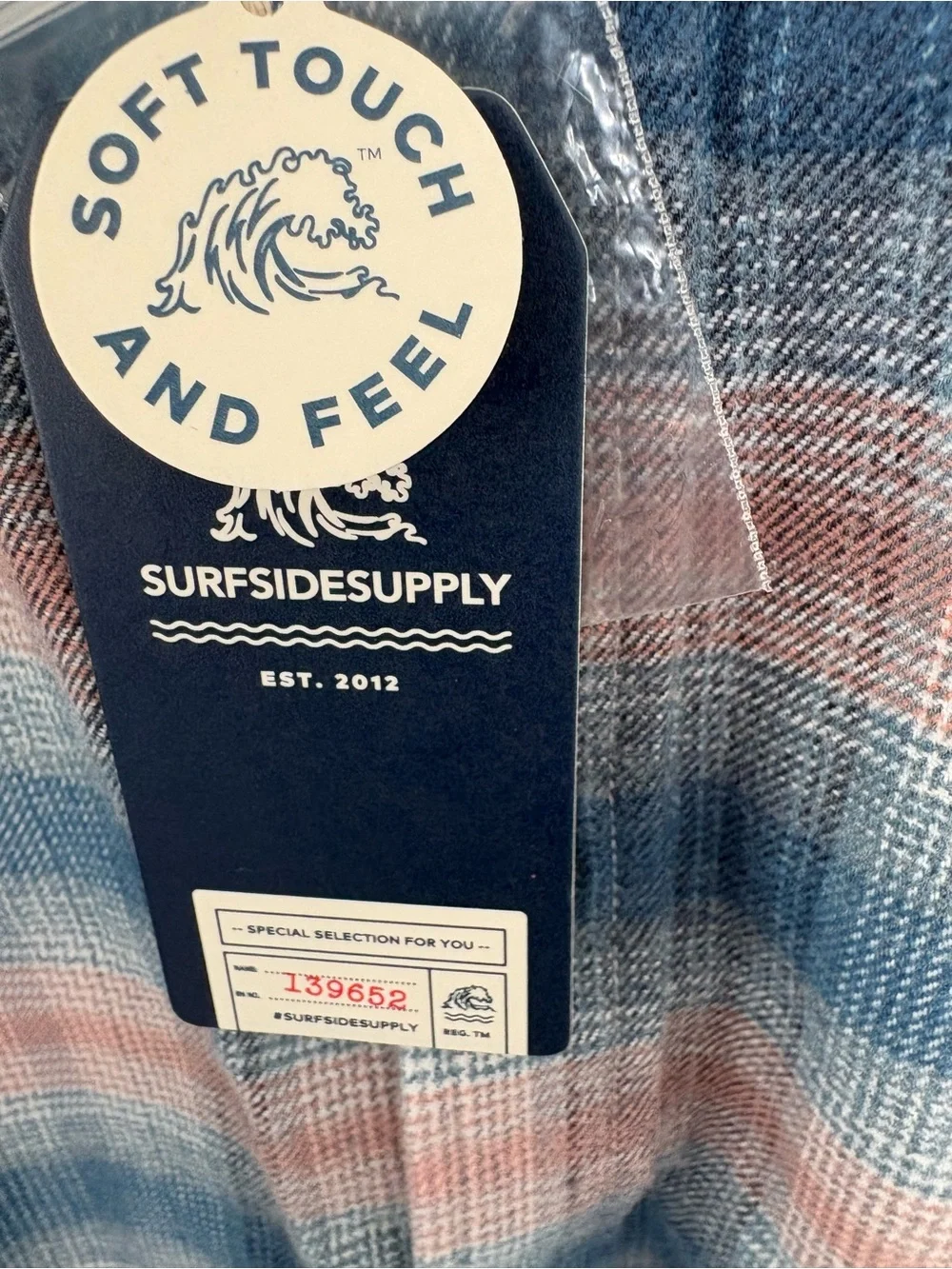 Surfside Supply Men’s Plaid Button-Down Shirt in Blue and Pink - Picture 5 of 7